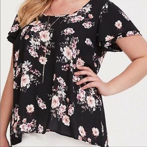 Torrid Black Floral Top Size 1